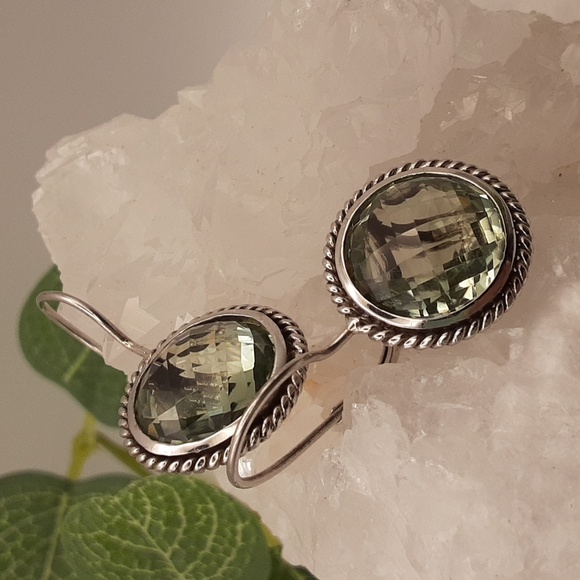 925 Prasiolite Earrings. - Picture 4 of 6